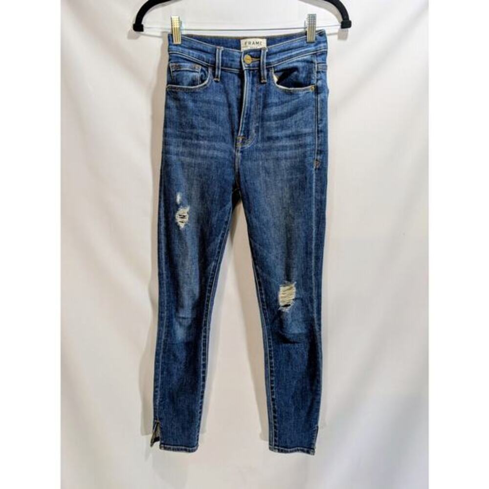 Frame Denim Ali High Rise Cigarette Distressed‎ Jeans Size 25